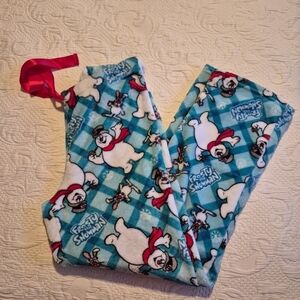 Frosty the Snowman women's Medium 8/10 fuzzy pajama pants, VGUC